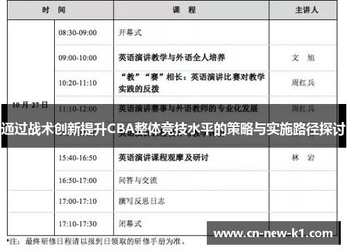 通过战术创新提升CBA整体竞技水平的策略与实施路径探讨